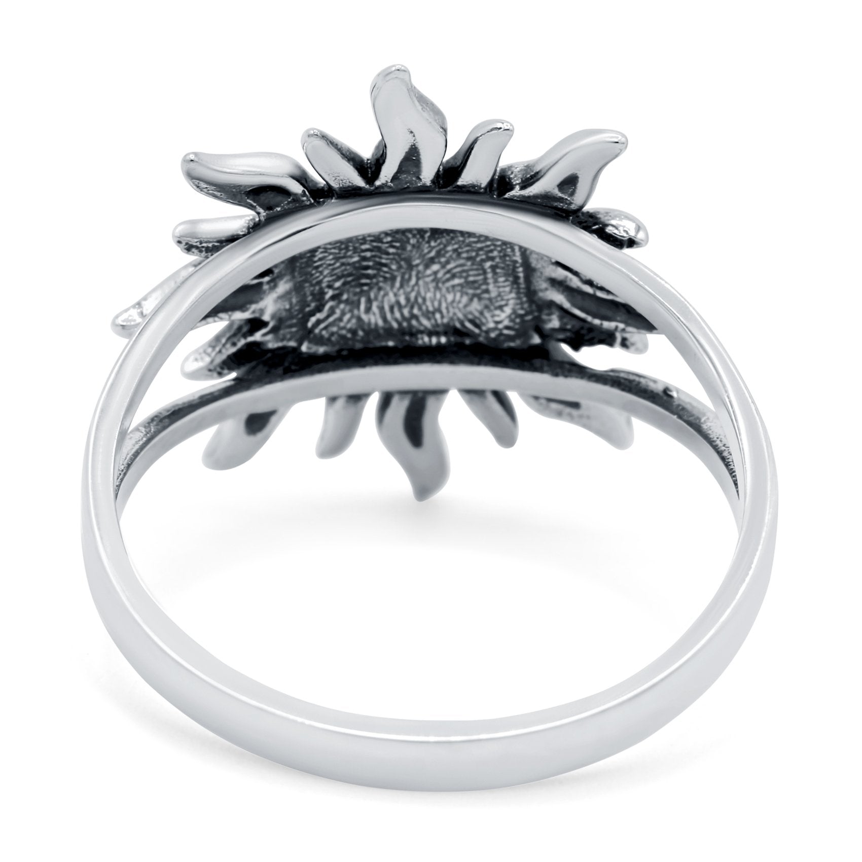 Sun Ring Oxidized Band Solid 925 Sterling Silver (18mm)