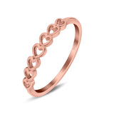 Hearts Band Rhodium Plated Ring Solid 925 Sterling Silver (3mm)