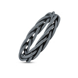 Celtic Weave Wire Rope Style Ring Oxidized Band Solid 925 Sterling Silver Thumb Ring (3.5mm)