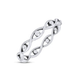 Infinity Bead Evil Eye Stackable Ring Oxidized Band Solid 925 Sterling Silver Thumb Ring (3mm)