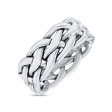 Infinity Braided Style Oxidized Band Solid 925 Sterling Silver 8mm(0.31)