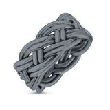 Eternity Rope Celtic Woven Knot Infinity Braided Style Ring Design Oxidized Band Solid 925 Sterling Silver Thumb Ring (8mm)