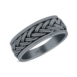 Braided Style Celtic Eternity Ring Spinner Style Oxidized Band Solid 925 Sterling Silver Thumb Ring (7mm)