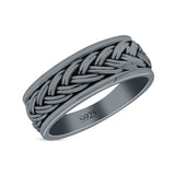 Braided Celtic New Design Spinner Style Oxidized Band Solid 925 Sterling Silver Thumb Ring 7mm(0.27)
