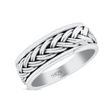 Braided Style Celtic Eternity Ring Spinner Style Oxidized Band Solid 925 Sterling Silver Thumb Ring (7mm)