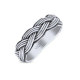 Braided Trending Modern Thick Celtic Woven Design Oxidized Band Solid 925 Sterling Silver Thumb Ring 5mm(0.19)