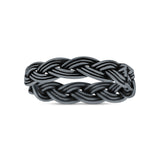 Intricate Weave Braided Knot Promise Oxidized Rope Band New Design Solid 925 Sterling Silver Thumb Ring 5mm