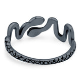 Snake Ring Oxidized Band Solid 925 Sterling Silver (6mm)