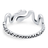 Snake Ring Oxidized Band Solid 925 Sterling Silver (6mm)