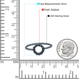 Circle Ring Oxidized Band Solid 925 Sterling Silver (8mm)