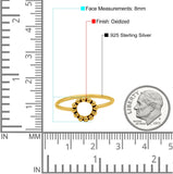 Circle Ring Oxidized Band Solid 925 Sterling Silver (8mm)