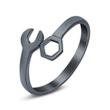 Mechanical Wrench Band Plain Ring 925 Sterling Silver