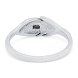Feather Ring Oxidized Band Solid 925 Sterling Silver Thumb Ring (7mm)