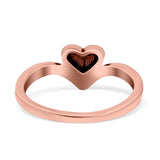 Heart V Shape Ring Oxidized Band Solid 925 Sterling Silver (7mm)
