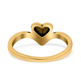 Heart V Shape Ring Oxidized Band Solid 925 Sterling Silver (7mm)