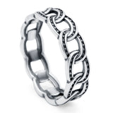 Chain Ring Oxidized Band Solid 925 Sterling Silver Thumb Ring (6mm)