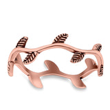 Vine Ring Oxidized Band Solid 925 Sterling Silver Thumb Ring (7mm)