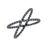 Beaded Criss-Cross X Style New Design Oxidized Band Solid 925 Sterling Silver Thumb Ring 12mm