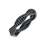 Infinity Weave Twisted Leaf Style Oxidized Band Solid 925 Sterling Silver Thumb Ring (4mm)