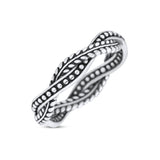 Infinity Weave Twisted Leaf Style Oxidized Band Solid 925 Sterling Silver Thumb Ring (4mm)