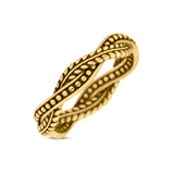 Infinity Weave Twisted Leaf Style Oxidized Band Solid 925 Sterling Silver Thumb Ring (4mm)