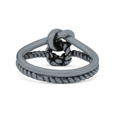 Stylish Loop Knot Rope and Infinity Double Row Oxidized Band Thumb Ring (10mm)