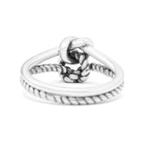 Stylish Loop Knot Rope and Infinity Double Row Oxidized Band Thumb Ring (10mm)