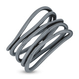 Vintage Five-Row Wavy Stackable Ring Designer Oxidized (11mm)