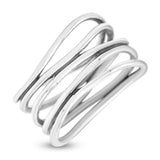 Vintage Five-Row Wavy Stackable Ring Designer Oxidized (11mm)