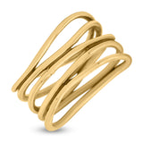 Vintage Five-Row Wavy Stackable Ring Designer Oxidized (11mm)