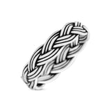 Classic Braided Style Weave Rope Knot Oxidized Band Thumb Ring (4mm)