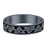 Claddagh Band Oxidized Ring Solid 925 Sterling Silver Thumb Ring (5mm)