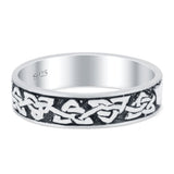 Claddagh Band Oxidized Ring Solid 925 Sterling Silver Thumb Ring (5mm)