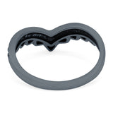 V Ring Oxidized Band Solid 925 Sterling Silver Thumb Ring (9mm)