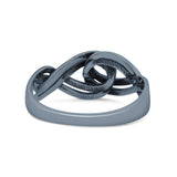 Double Infinity New Style Mittal Figure Knot Promise Oxidized Band Thumb Ring (8mm)