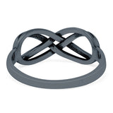 Infinity Band Oxidized Ring Solid 925 Sterling Silver (8mm)