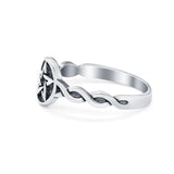 Twisted Braided Shank Oxidized Pentagram Star Ring Band 925 Sterling Silver
