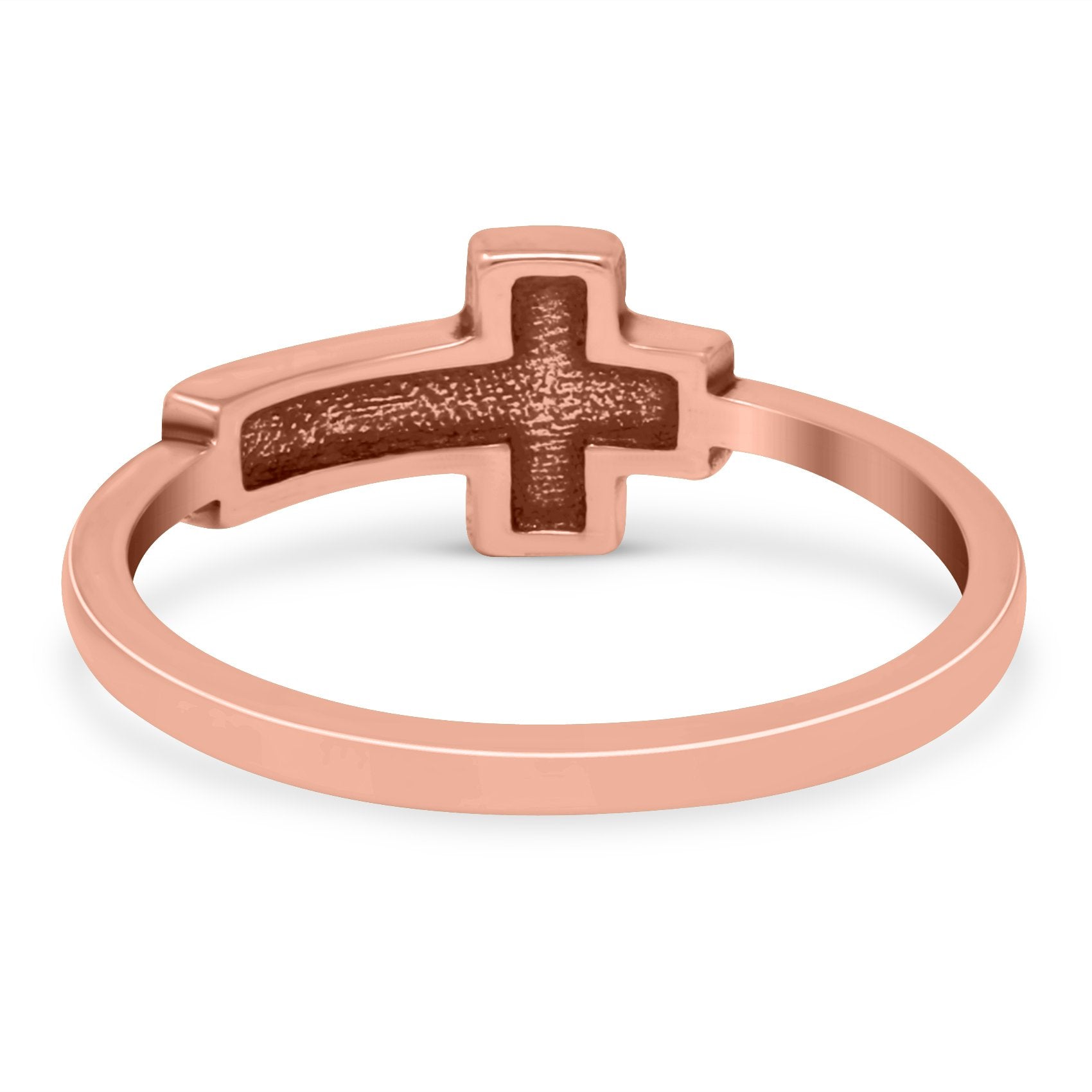 Believe Cross Band Oxidized Ring Solid 925 Sterling Silver (7mm)