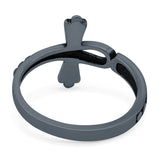 Ankh Cross Band Oxidized Ring Solid 925 Sterling Silver (14mm)
