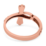 Ankh Cross Band Oxidized Ring Solid 925 Sterling Silver (14mm)