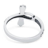 Ankh Cross Band Oxidized Ring Solid 925 Sterling Silver (14mm)