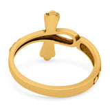 Ankh Cross Band Oxidized Ring Solid 925 Sterling Silver (14mm)