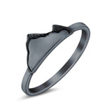 Mountains Band Ring Oxidized Solid 925 Sterling Silver (7mm)