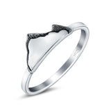 Mountains Band Ring Oxidized Solid 925 Sterling Silver (7mm)