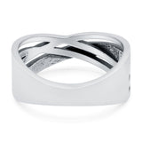Crisscross Ring Oxidized Band Solid 925 Sterling Silver Thumb Ring (8mm)