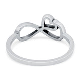 Infinity Heart Ring Oxidized Band Solid 925 Sterling Silver Thumb Ring (8mm)