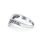 Heart Petite Thumb Ring Chevron Midi V Filigree 925 Sterling Silver