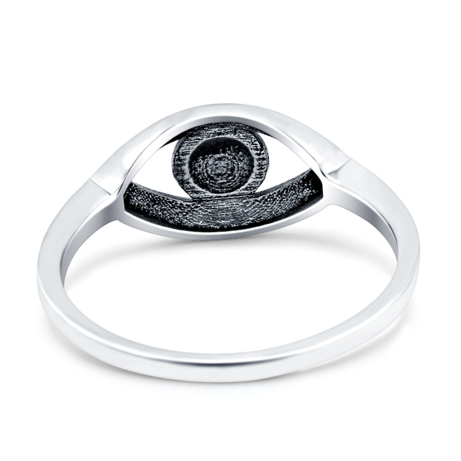 Eye Ring Oxidized Band Solid 925 Sterling Silver (8mm)