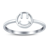 Round Smiley Face Band Thumb Plain Ring 925 Sterling Silver