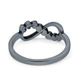 Infinity Hearts Band Oxidized Ring Solid 925 Sterling Silver